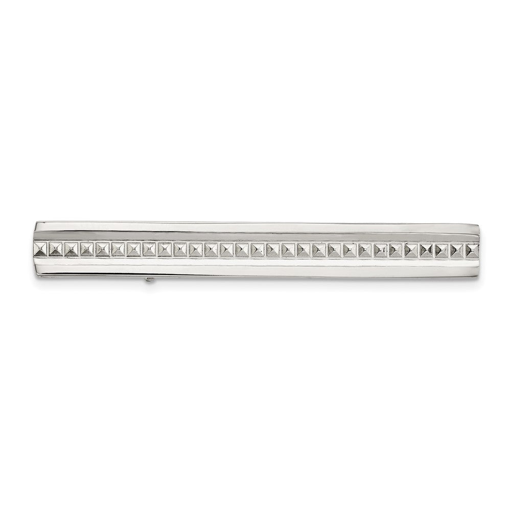 Stainless Steel Polished Studded Tie Bar Clip, 7 x 62mm, Item M11326 by The Black Bow Jewelry Co.