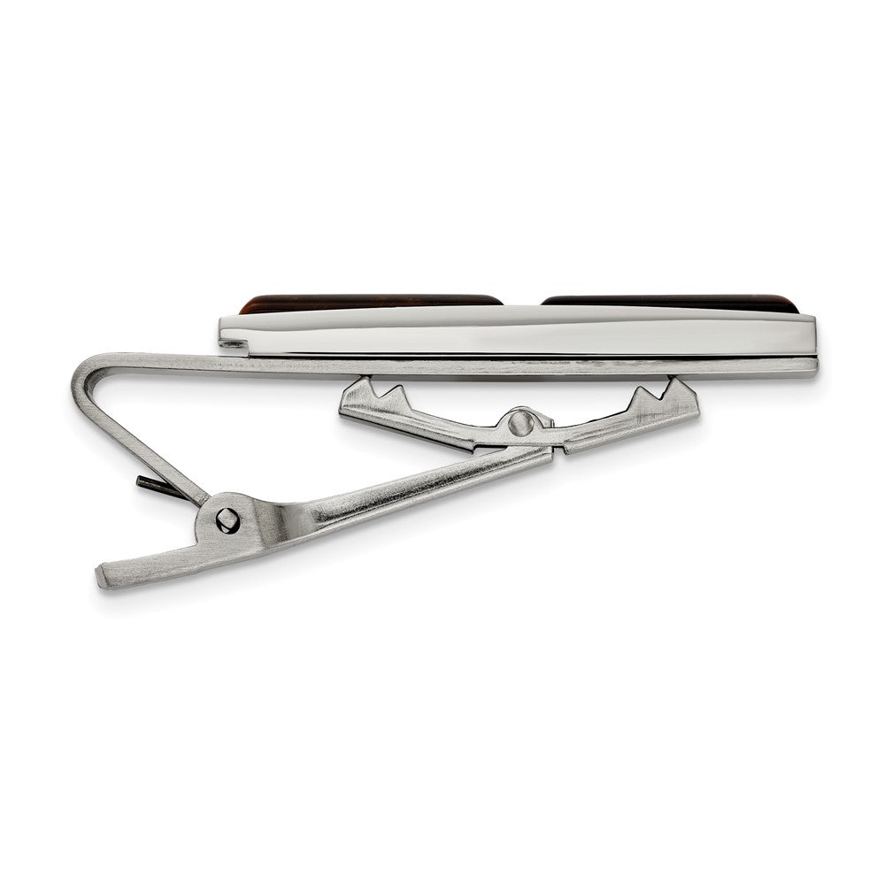 Alternate view of the Stainless Steel & Brown Tiger's Eye Tie Bar Clip, 7 x 55mm by The Black Bow Jewelry Co.