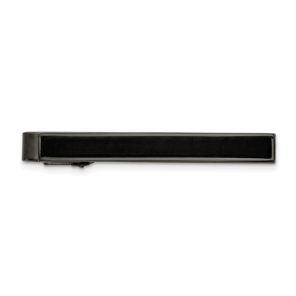 Gun Metal Plated Stainless Steel & Carbon Fiber Tie Bar Clip, 6 x 55mm, Item M11331 by The Black Bow Jewelry Co.