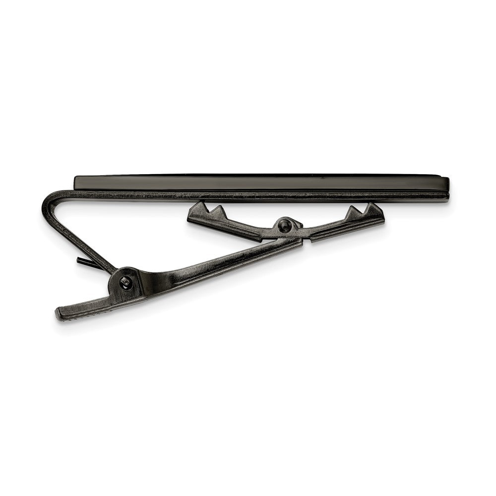 Alternate view of the Gun Metal Plated Stainless Steel & Carbon Fiber Tie Bar Clip, 6 x 55mm by The Black Bow Jewelry Co.
