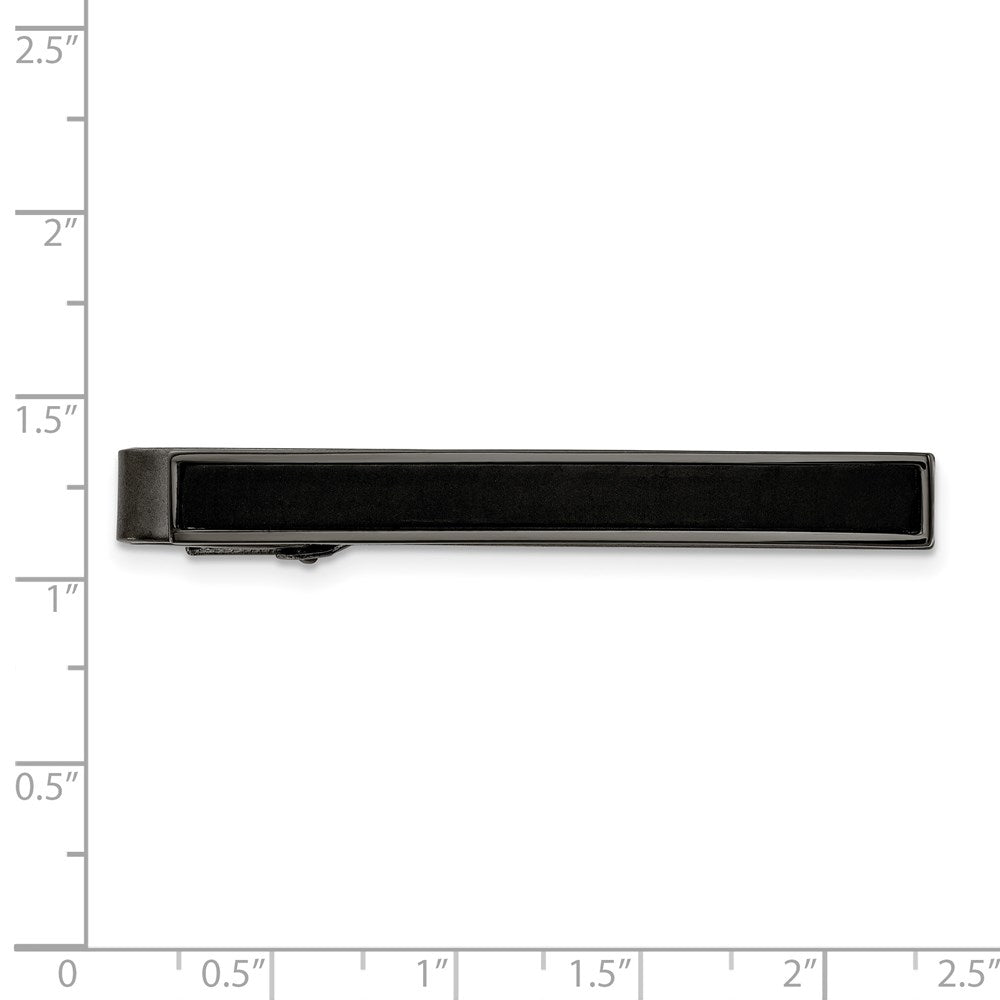 Alternate view of the Gun Metal Plated Stainless Steel & Carbon Fiber Tie Bar Clip, 6 x 55mm by The Black Bow Jewelry Co.