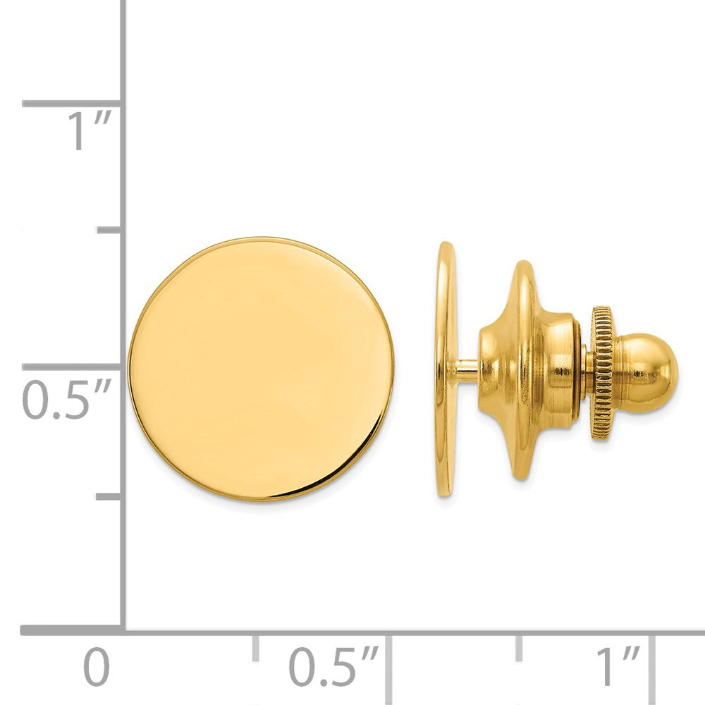Alternate view of the 14K Yellow Gold Engravable Round Disc Lapel or Tie Pin, 13mm by The Black Bow Jewelry Co.