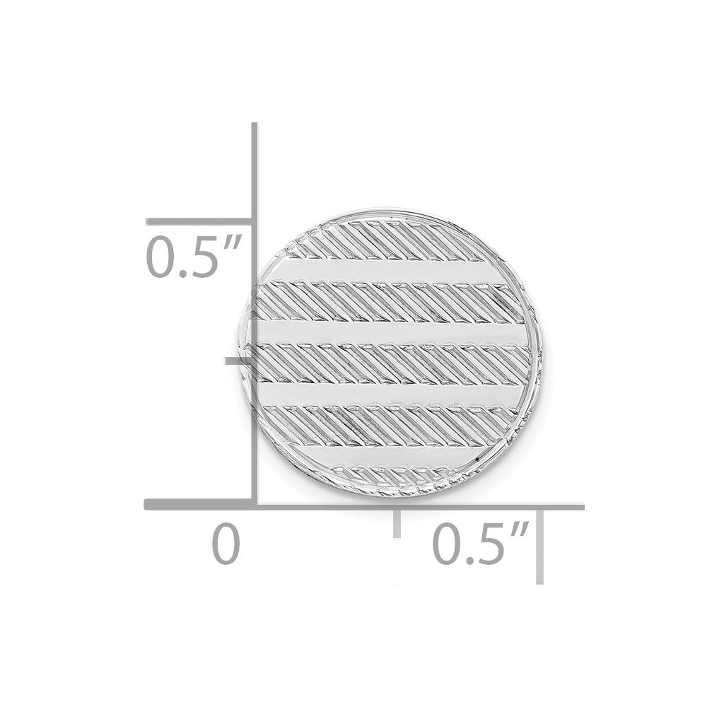 Alternate view of the Rhodium Plated Sterling Silver Striped Round Lapel or Tie Pin, 13mm by The Black Bow Jewelry Co.