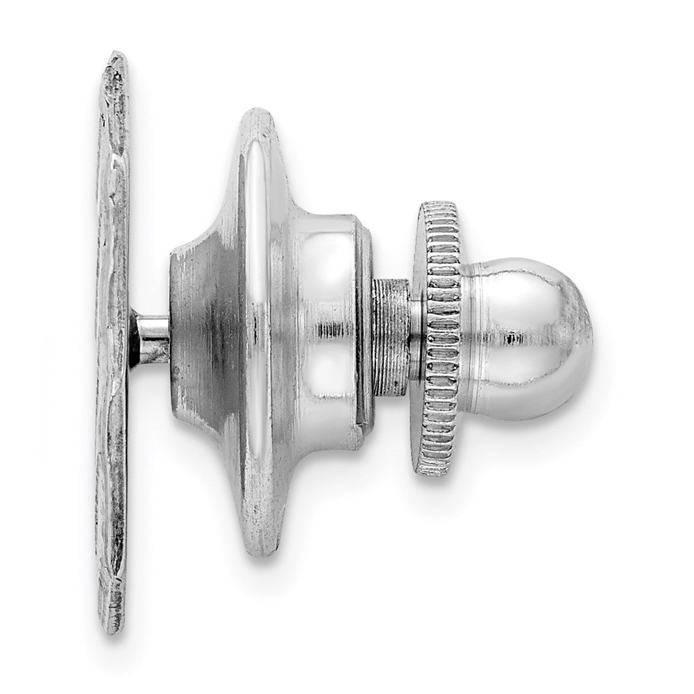 Alternate view of the Rhodium Plated Sterling Silver Striped Octagon Lapel or Tie Pin, 13mm by The Black Bow Jewelry Co.