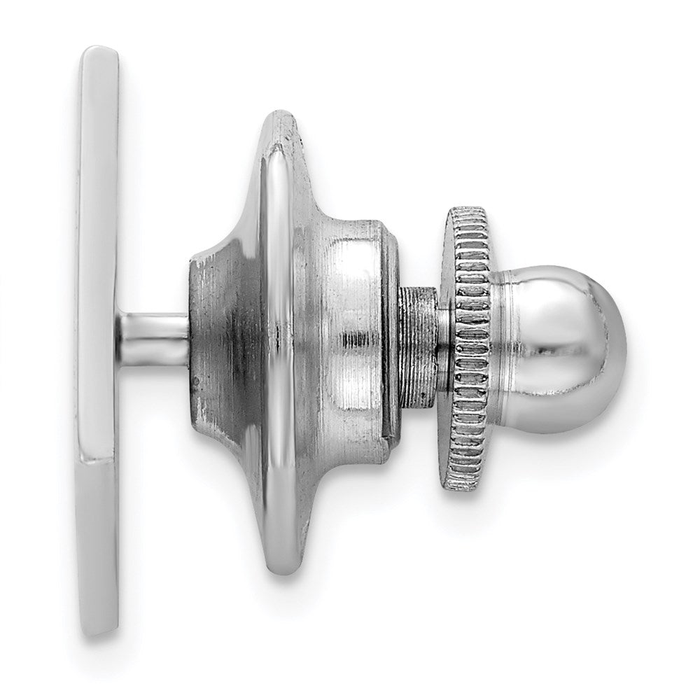 Alternate view of the Rhodium Plated Sterling Silver Polished Square Lapel or Tie Pin, 10mm by The Black Bow Jewelry Co.