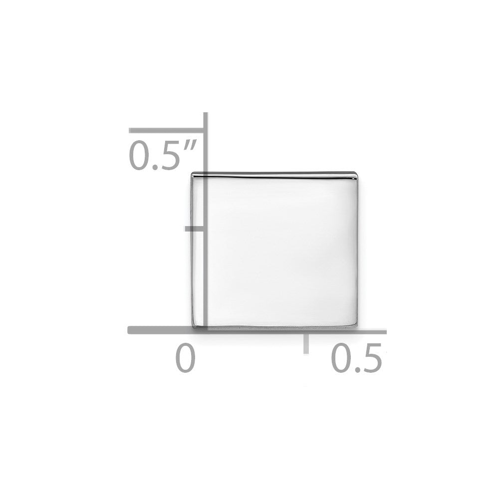 Alternate view of the Rhodium Plated Sterling Silver Polished Square Lapel or Tie Pin, 10mm by The Black Bow Jewelry Co.