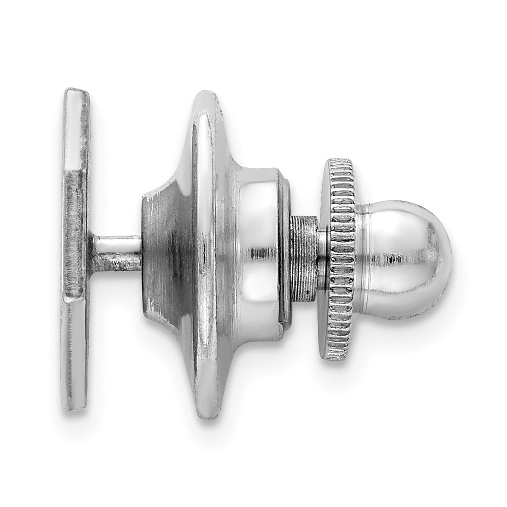 Alternate view of the Rhodium Plated Sterling Silver Polished Octagon Lapel or Tie Pin, 10mm by The Black Bow Jewelry Co.