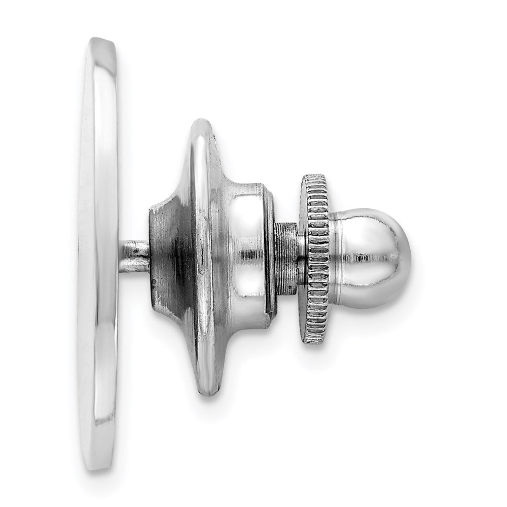 Alternate view of the Rhodium Plated Sterling Silver Polished Oval Lapel or Tie Pin, 17x11mm by The Black Bow Jewelry Co.