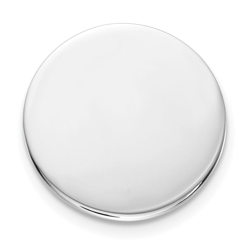 Rhodium Plated Sterling Silver Polished Round Lapel or Tie Pin, 13mm, Item M11366 by The Black Bow Jewelry Co.