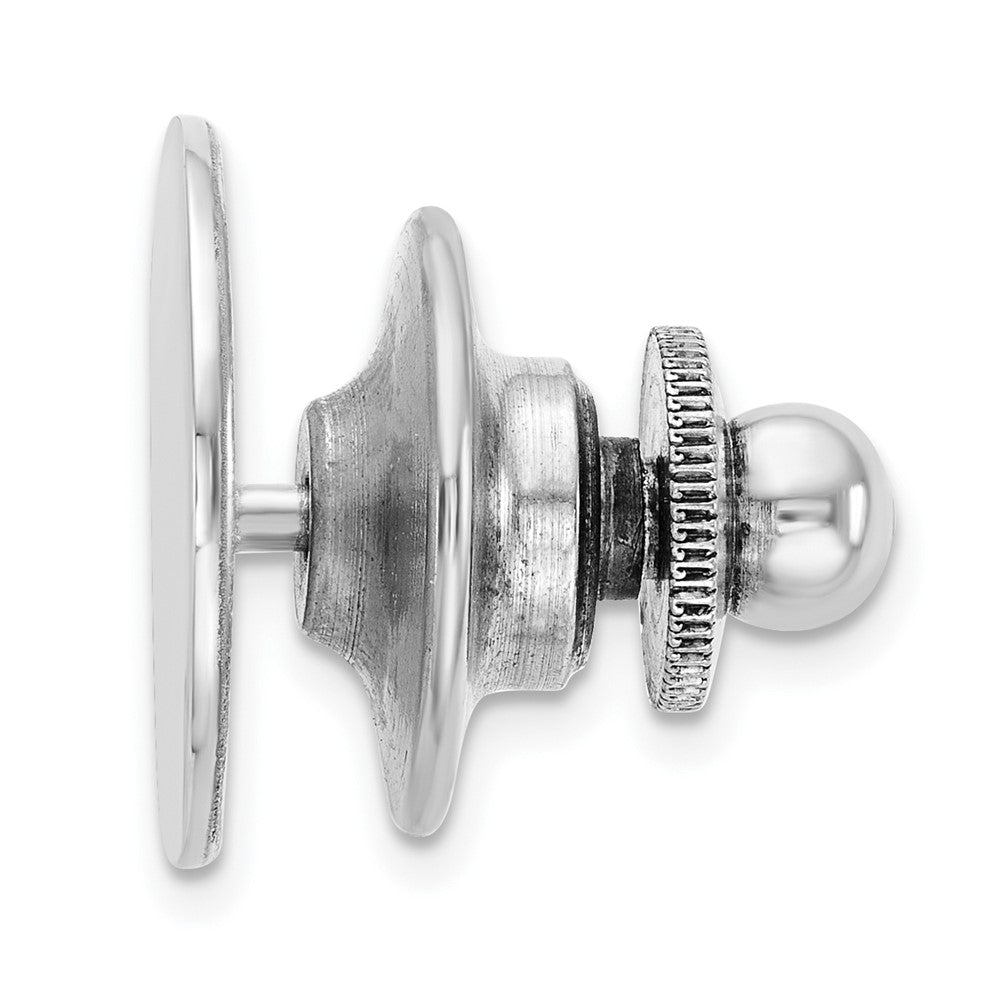 Alternate view of the Rhodium Plated Sterling Silver Polished Round Lapel or Tie Pin, 13mm by The Black Bow Jewelry Co.