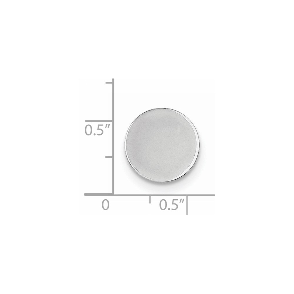 Alternate view of the Rhodium Plated Sterling Silver Polished Round Lapel or Tie Pin, 13mm by The Black Bow Jewelry Co.