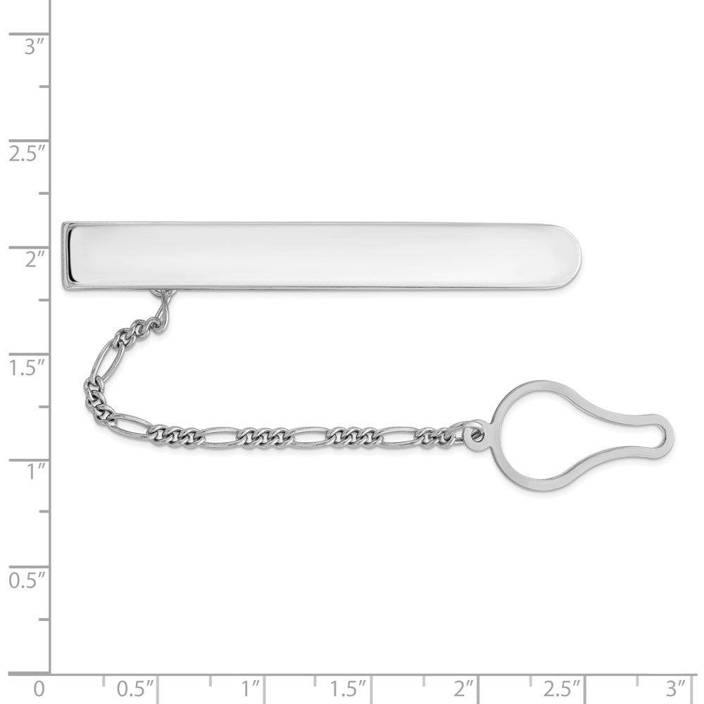 Alternate view of the Rhodium Plated Sterling Silver Engravable Button Chain Tie Bar by The Black Bow Jewelry Co.