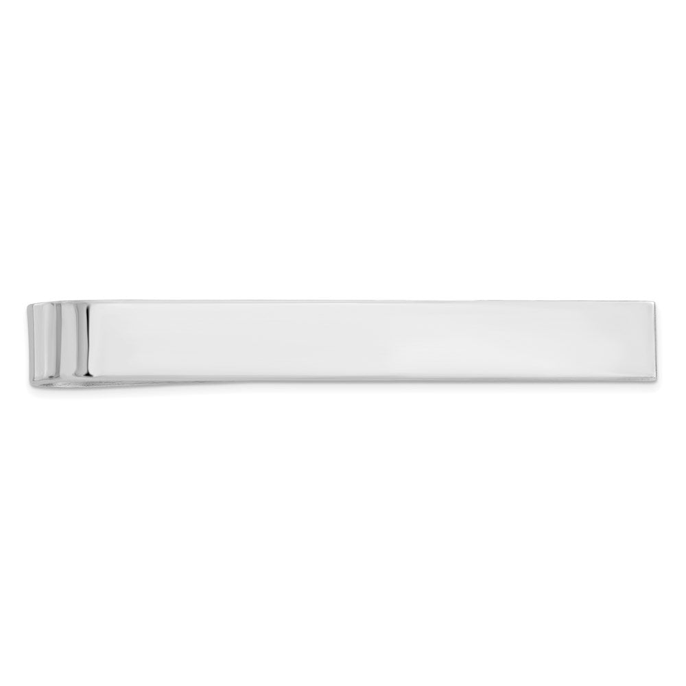 Rhodium Plated Sterling Silver Polished Tie Bar, 6.25 x 50mm, Item M11380 by The Black Bow Jewelry Co.