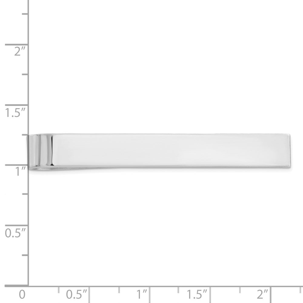 Alternate view of the Rhodium Plated Sterling Silver Polished Tie Bar, 6.25 x 50mm by The Black Bow Jewelry Co.