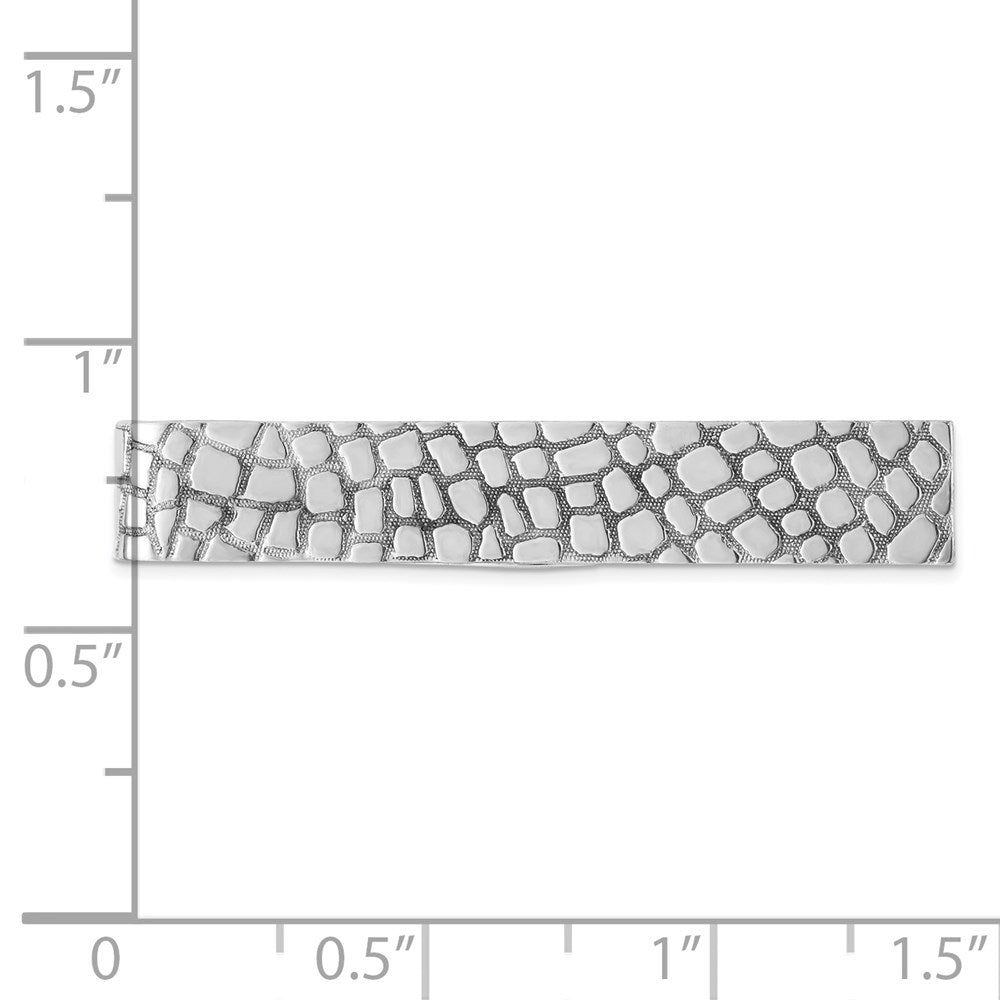 Alternate view of the Rhodium Plated Sterling Silver Cobblestone Tie Bar, 8 x 51mm by The Black Bow Jewelry Co.