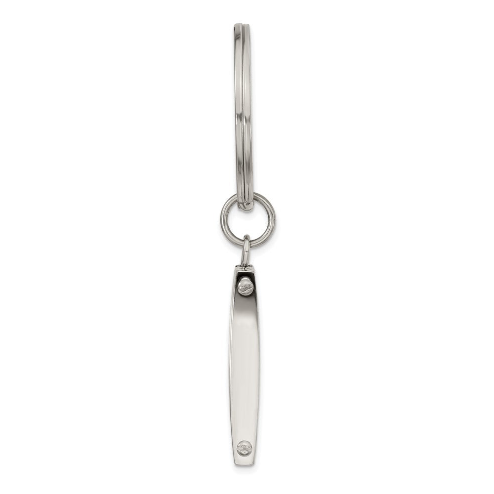 Alternate view of the Stainless Steel & Gray Carbon Fiber Rectangle Key Chain by The Black Bow Jewelry Co.