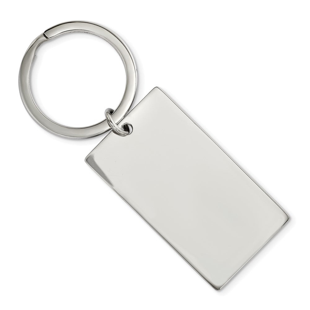 Stainless Steel Large Reversible Engravable Rectangle Key Chain - Black ...