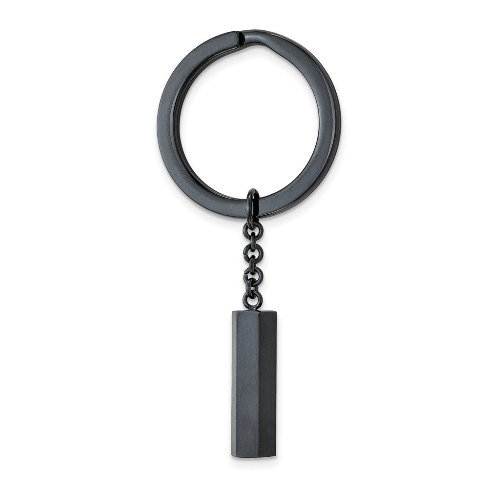 Dark Gray Plated Stainless Steel Brushed & Polished Key Chain, Item M11410 by The Black Bow Jewelry Co.