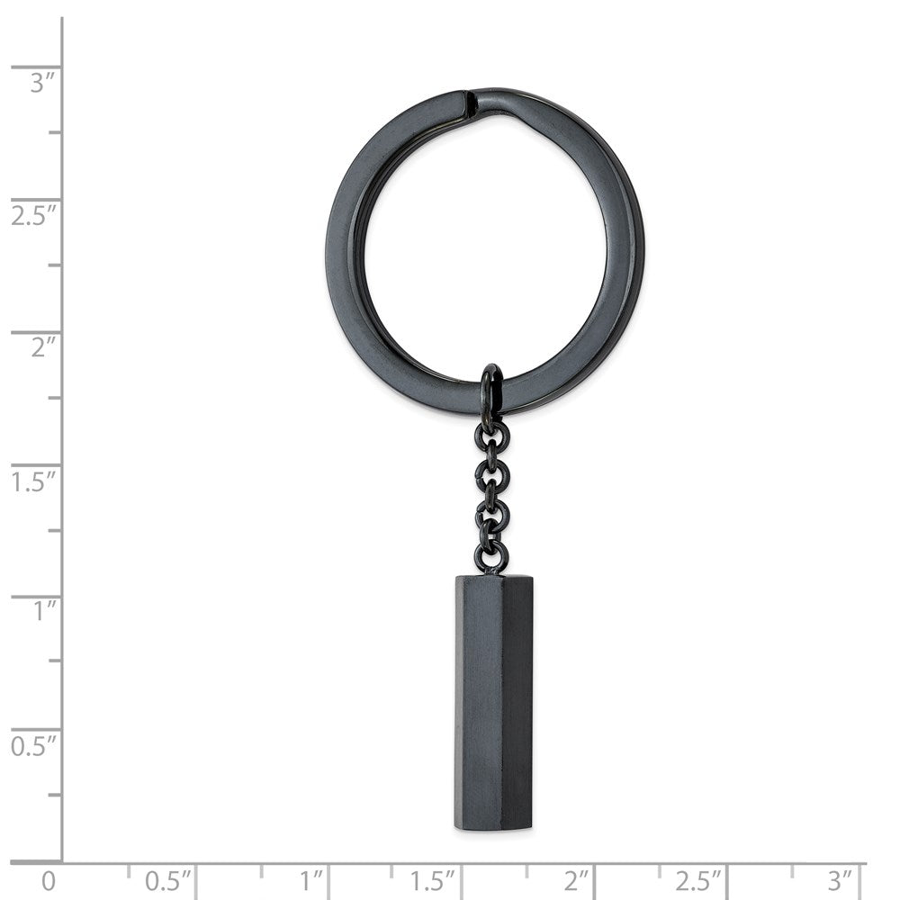 Alternate view of the Dark Gray Plated Stainless Steel Brushed & Polished Key Chain by The Black Bow Jewelry Co.