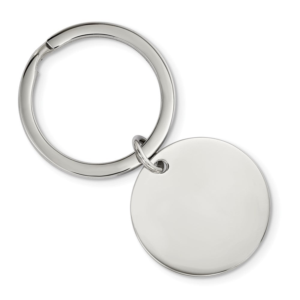 Stainless Steel Brushed & Polished Reversible Circle Key Chain, Item M11423 by The Black Bow Jewelry Co.