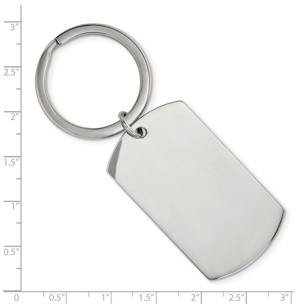 Alternate view of the Stainless Steel Brushed & Polished Reversible Large Dog Tag Key Chain by The Black Bow Jewelry Co.