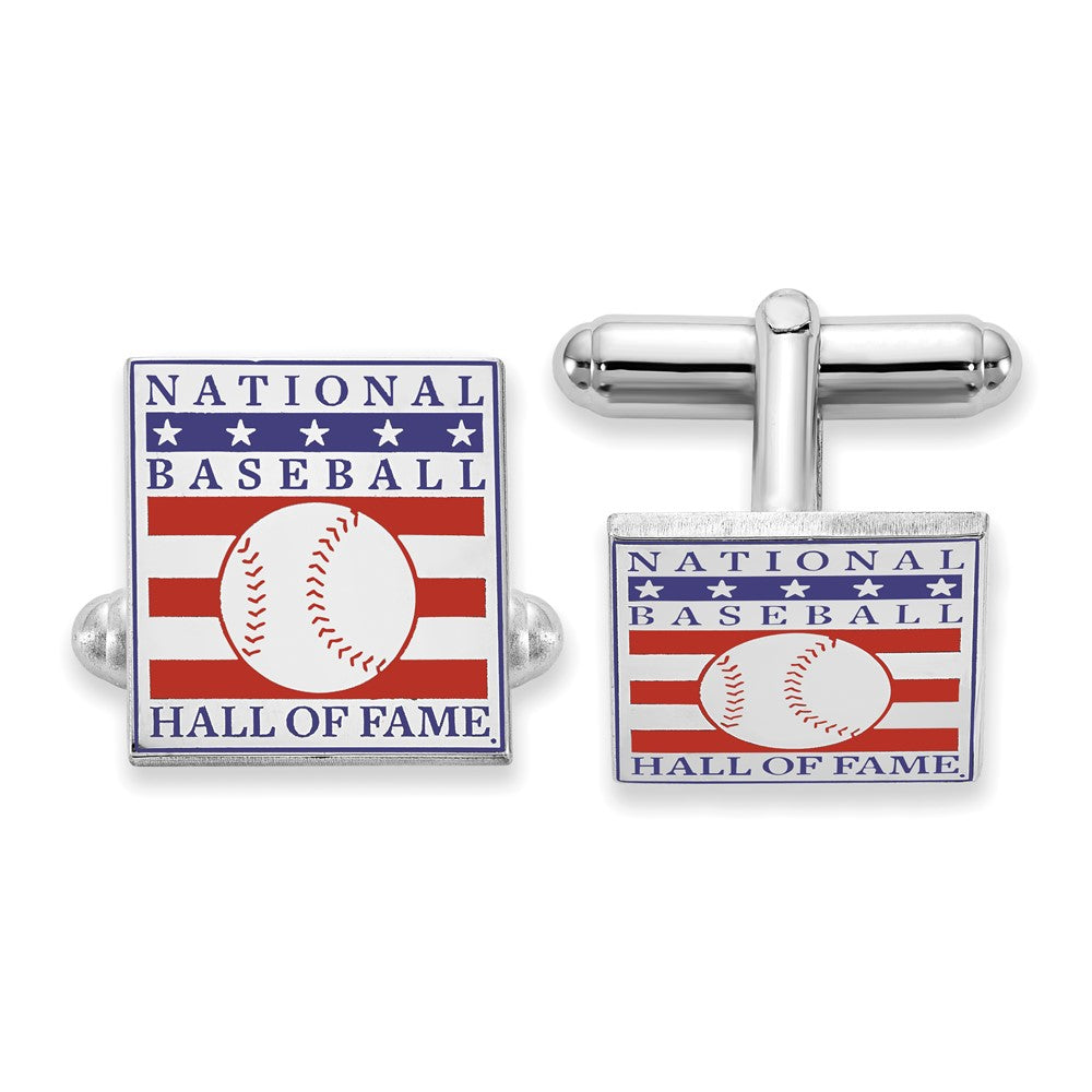 Sterling Silver Baseball Hall of Fame Cuff Links, Item M11432 by The Black Bow Jewelry Co.