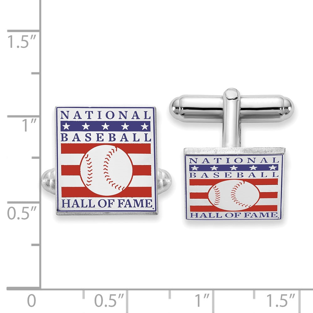 Alternate view of the Sterling Silver Baseball Hall of Fame Cuff Links by The Black Bow Jewelry Co.