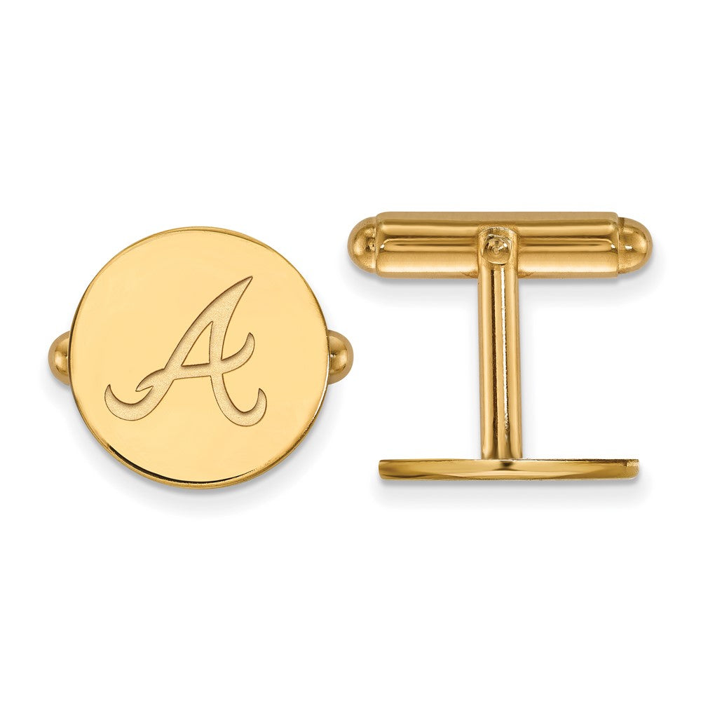 14k Yellow Gold Atlanta Braves MLB Cuff Links, Item M11433 by The Black Bow Jewelry Co.