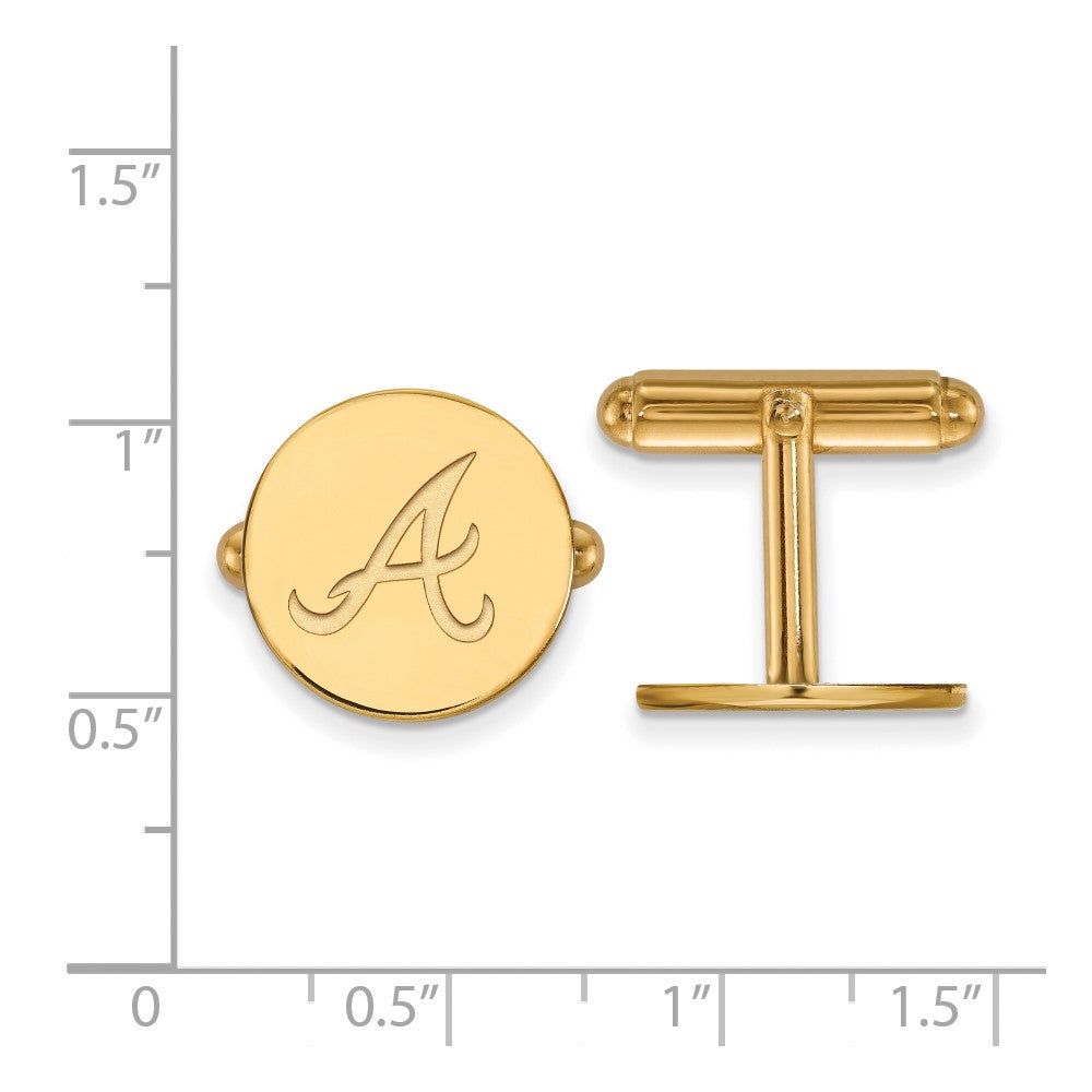 Alternate view of the 14k Yellow Gold Atlanta Braves MLB Cuff Links by The Black Bow Jewelry Co.