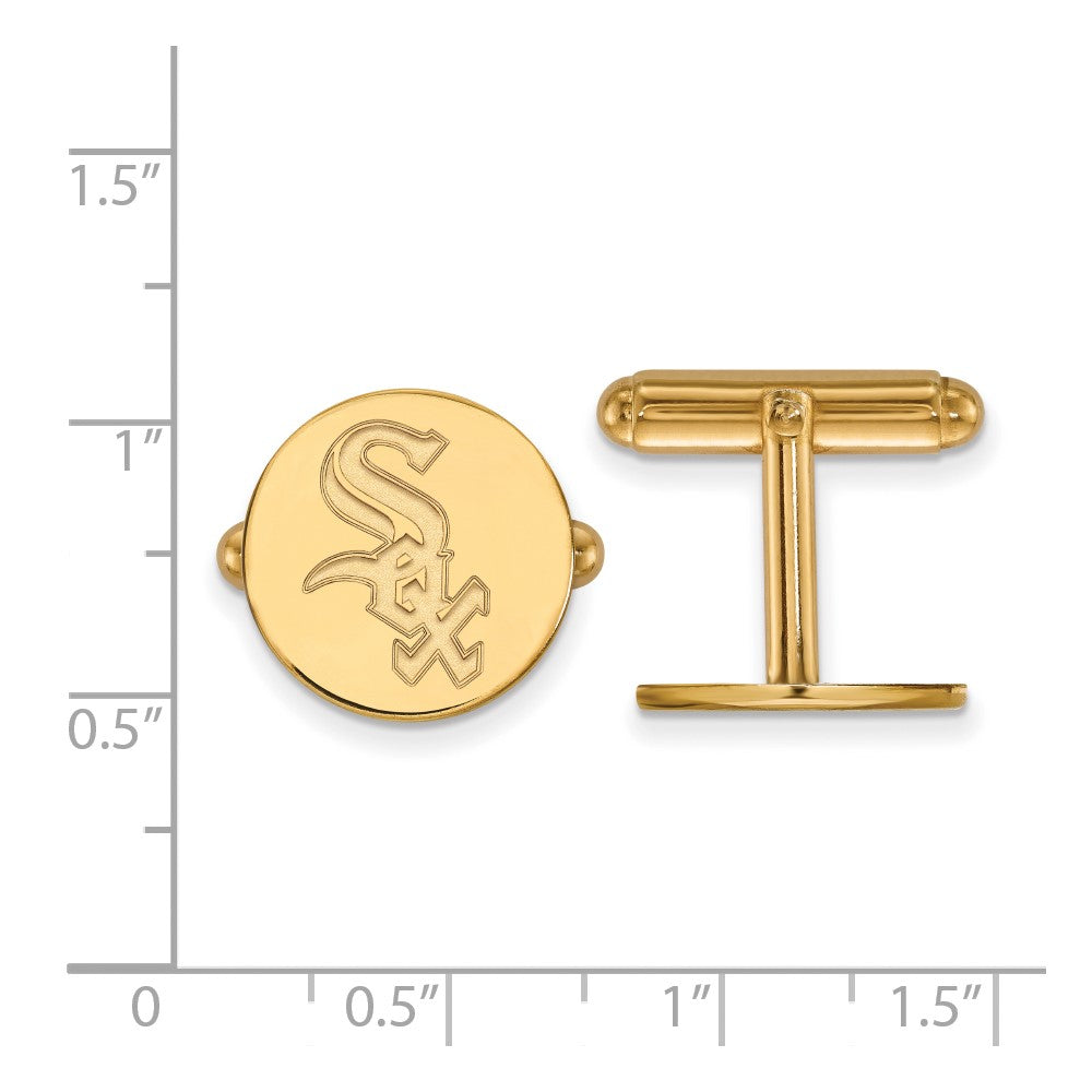 Alternate view of the 14k Yellow Gold Chicago White Sox MLB Cuff Links by The Black Bow Jewelry Co.
