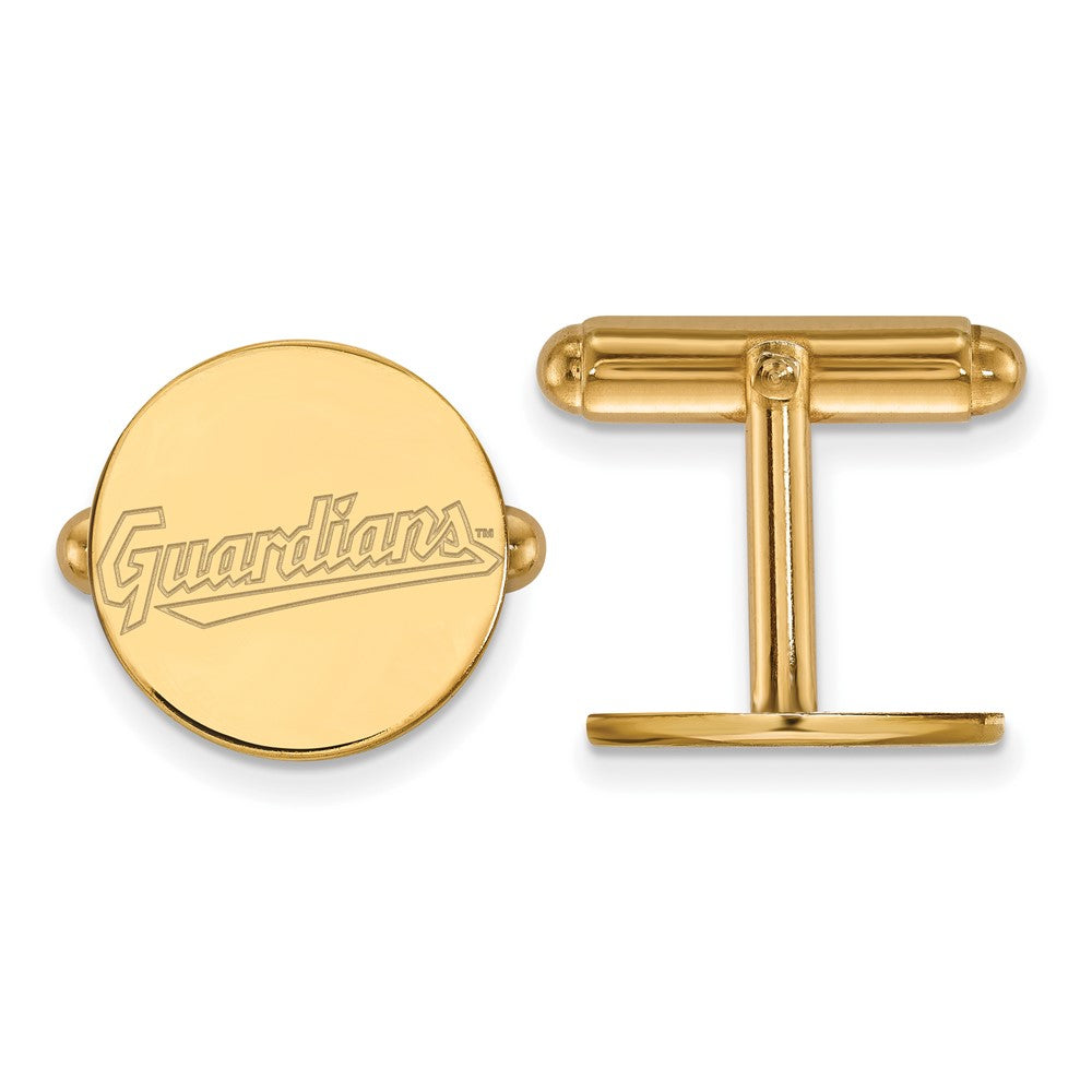 14k Yellow Gold Cleveland Guardians MLB Cuff Links, Item M11439 by The Black Bow Jewelry Co.