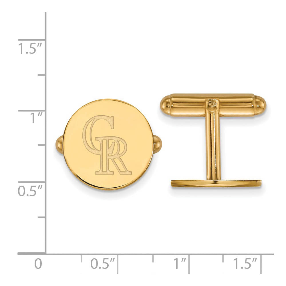 Alternate view of the 14k Yellow Gold Colorado Rockies MLB Cuff Links by The Black Bow Jewelry Co.