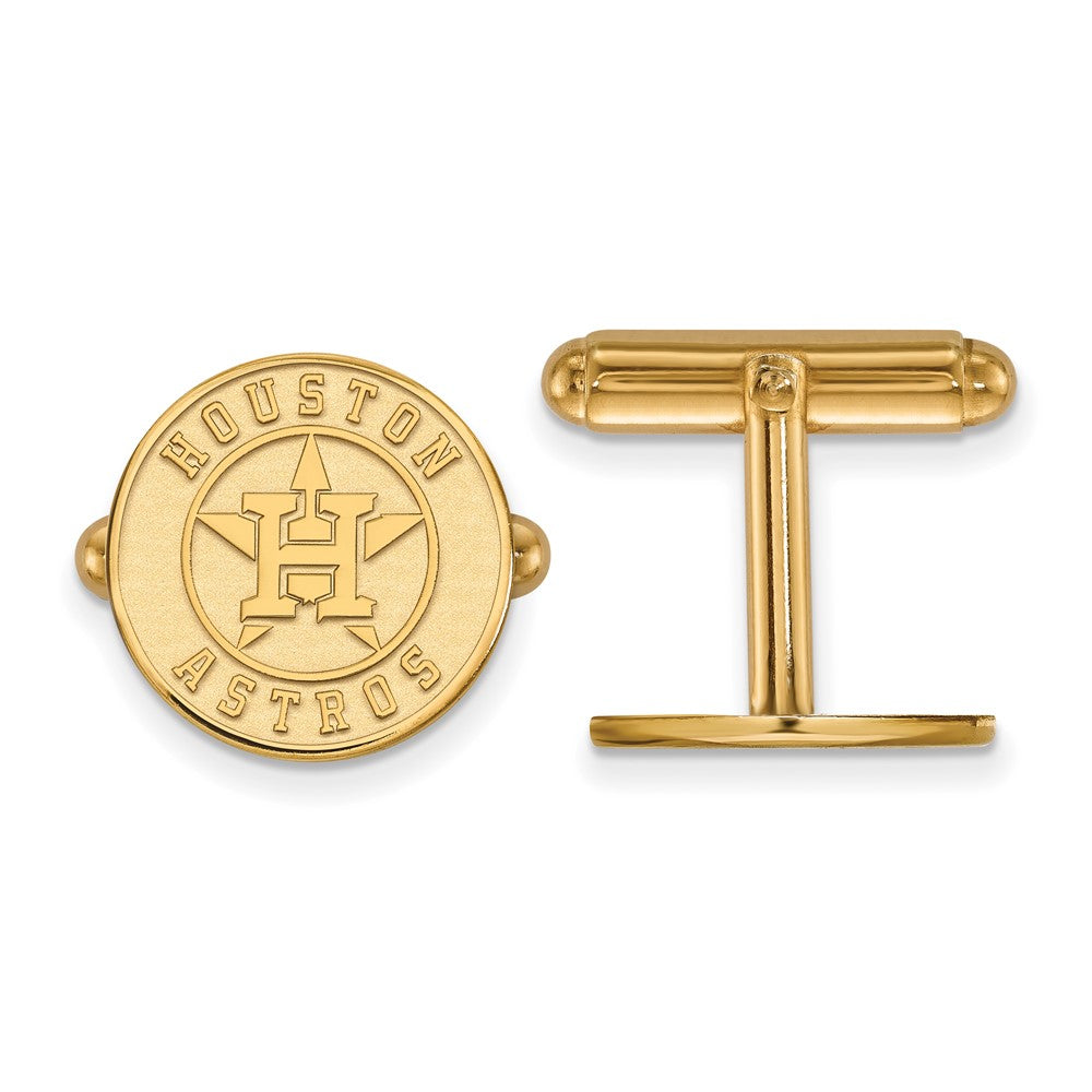 14k Yellow Gold Houston Astros MLB Cuff Links, Item M11442 by The Black Bow Jewelry Co.