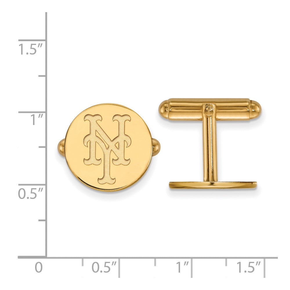 Alternate view of the 14k Yellow Gold New York Mets MLB Cuff Links by The Black Bow Jewelry Co.