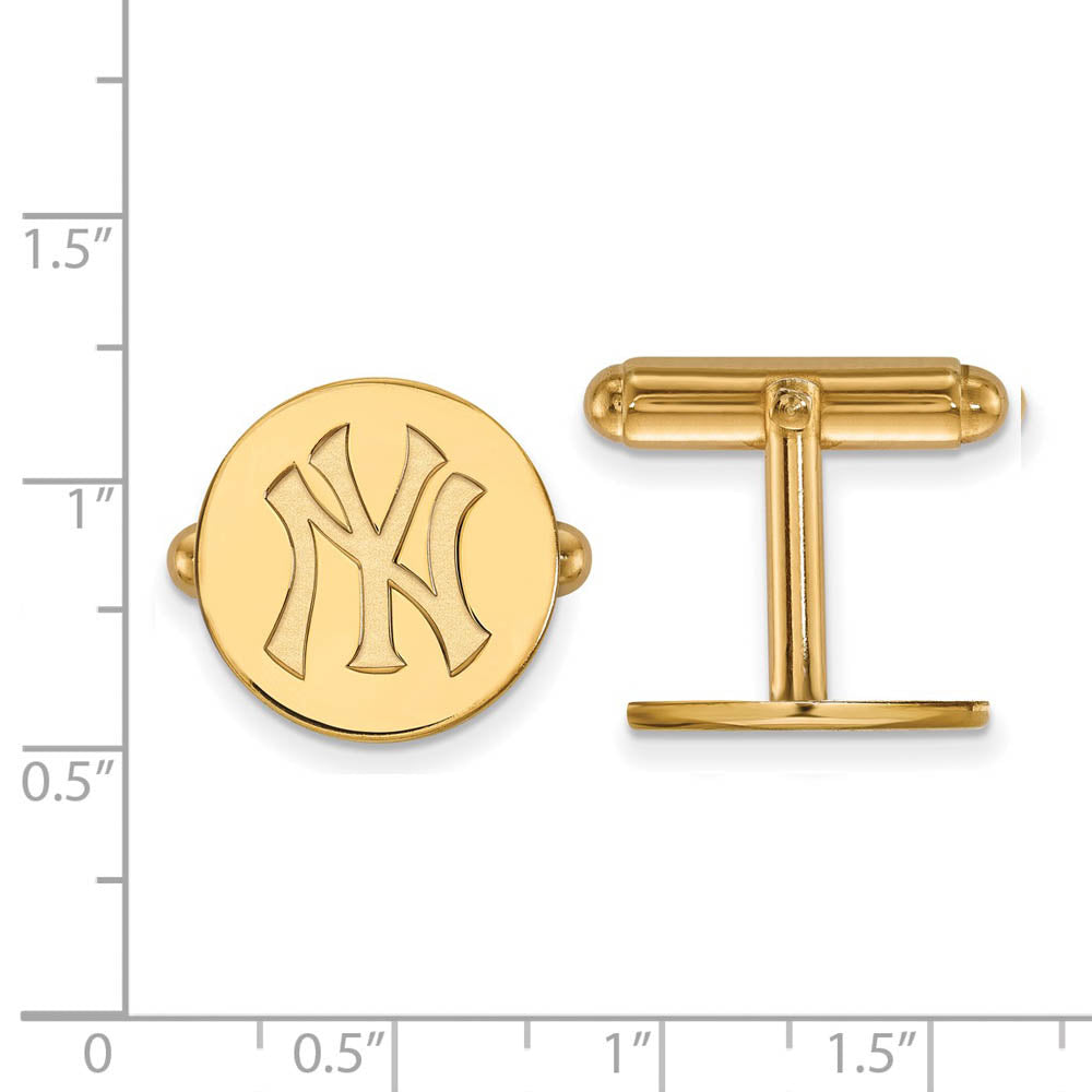 Alternate view of the 14k Yellow Gold New York Yankees MLB Cuff Links by The Black Bow Jewelry Co.