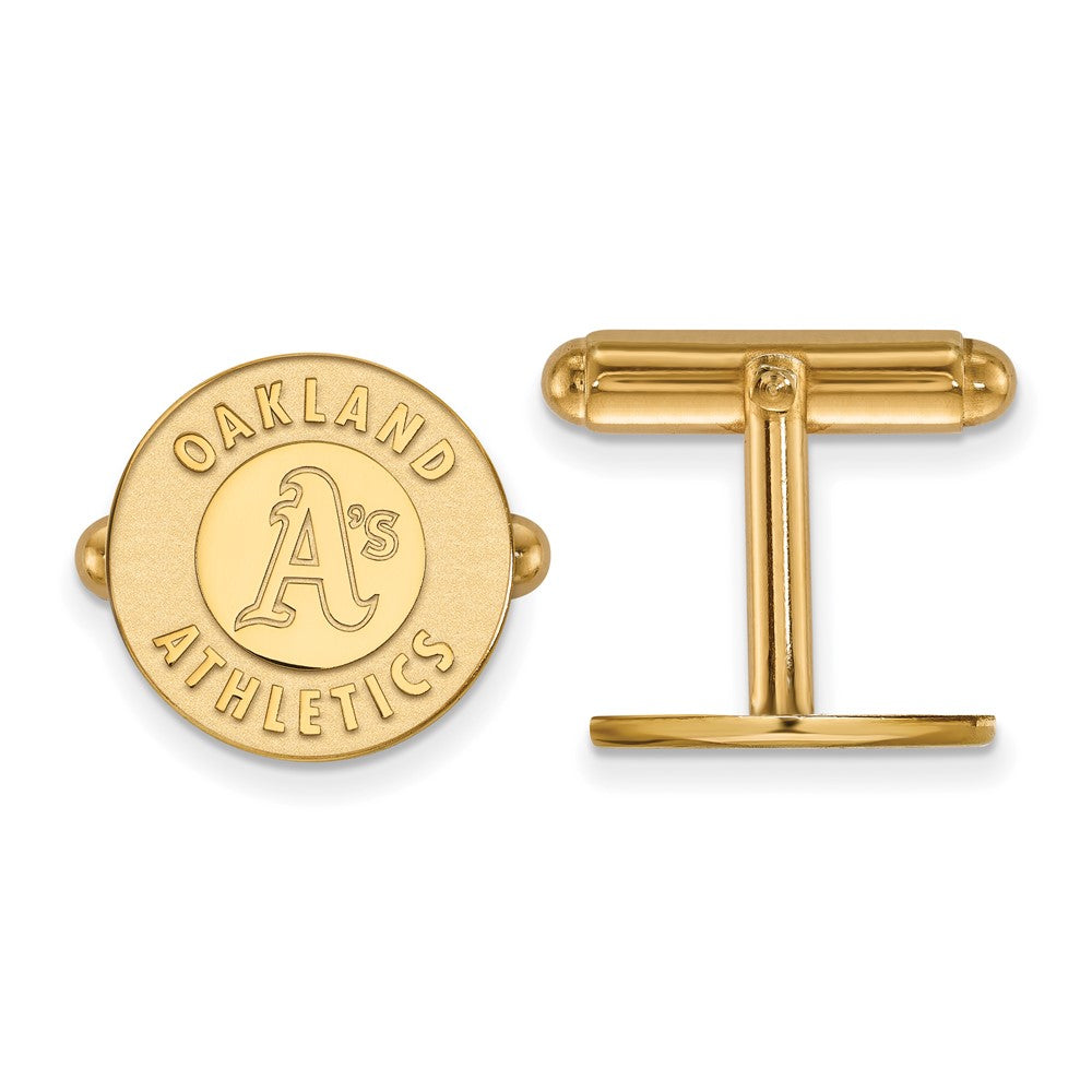 14k Yellow Gold Oakland Athletics MLB Cuff Links, Item M11449 by The Black Bow Jewelry Co.