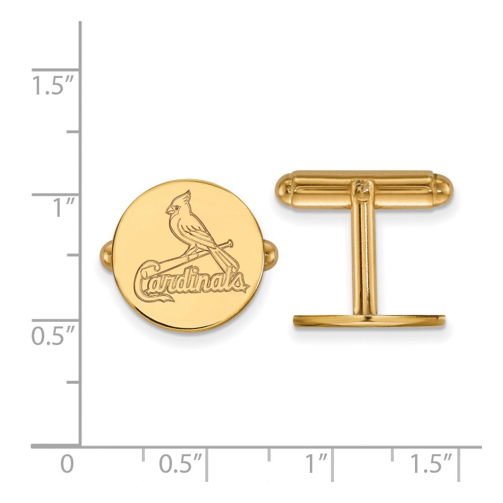Alternate view of the 14k Yellow Gold St. Louis Cardinals MLB Cuff Links by The Black Bow Jewelry Co.