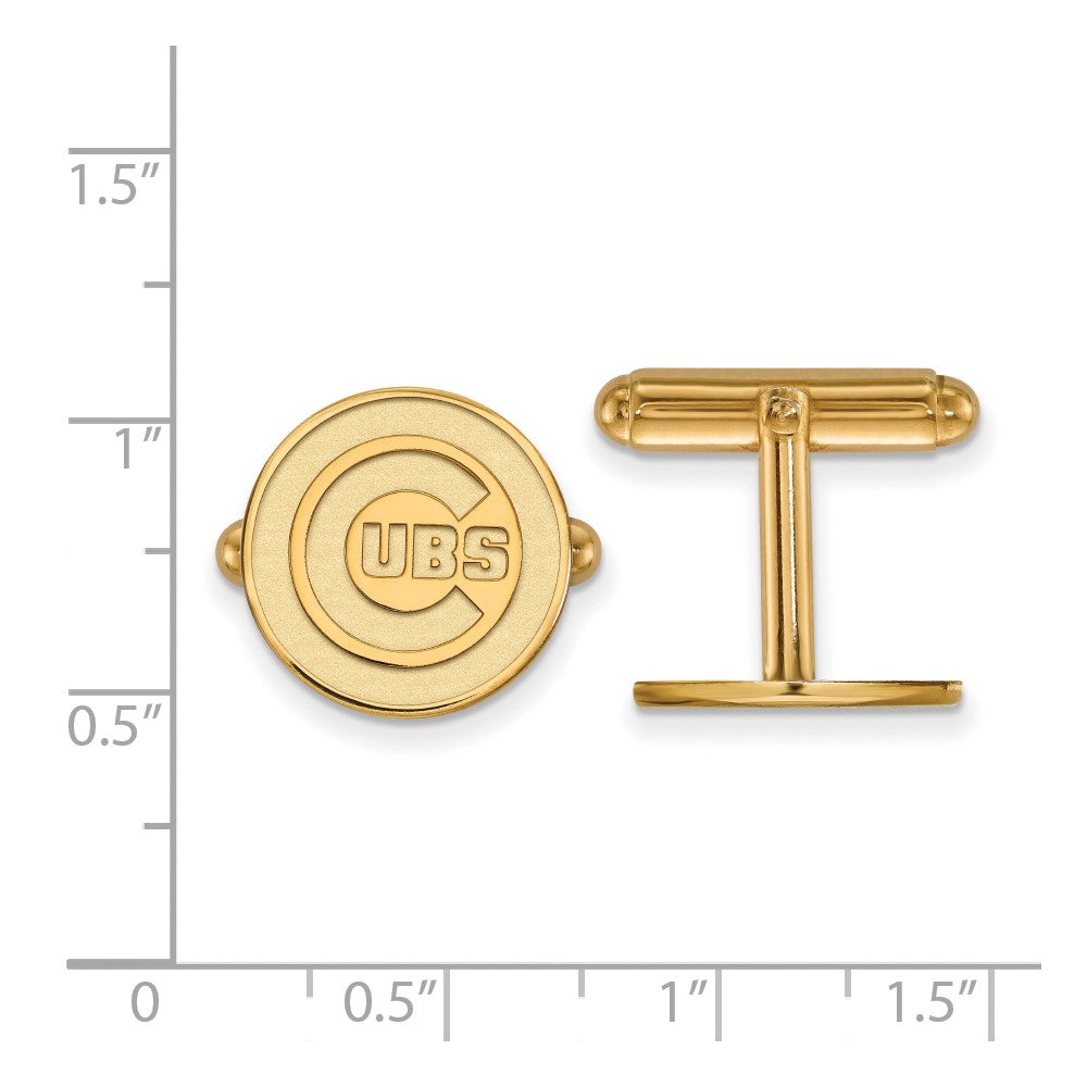 Alternate view of the 14K Yellow Gold Plated Chicago Cubs MLB Cuff Links by The Black Bow Jewelry Co.