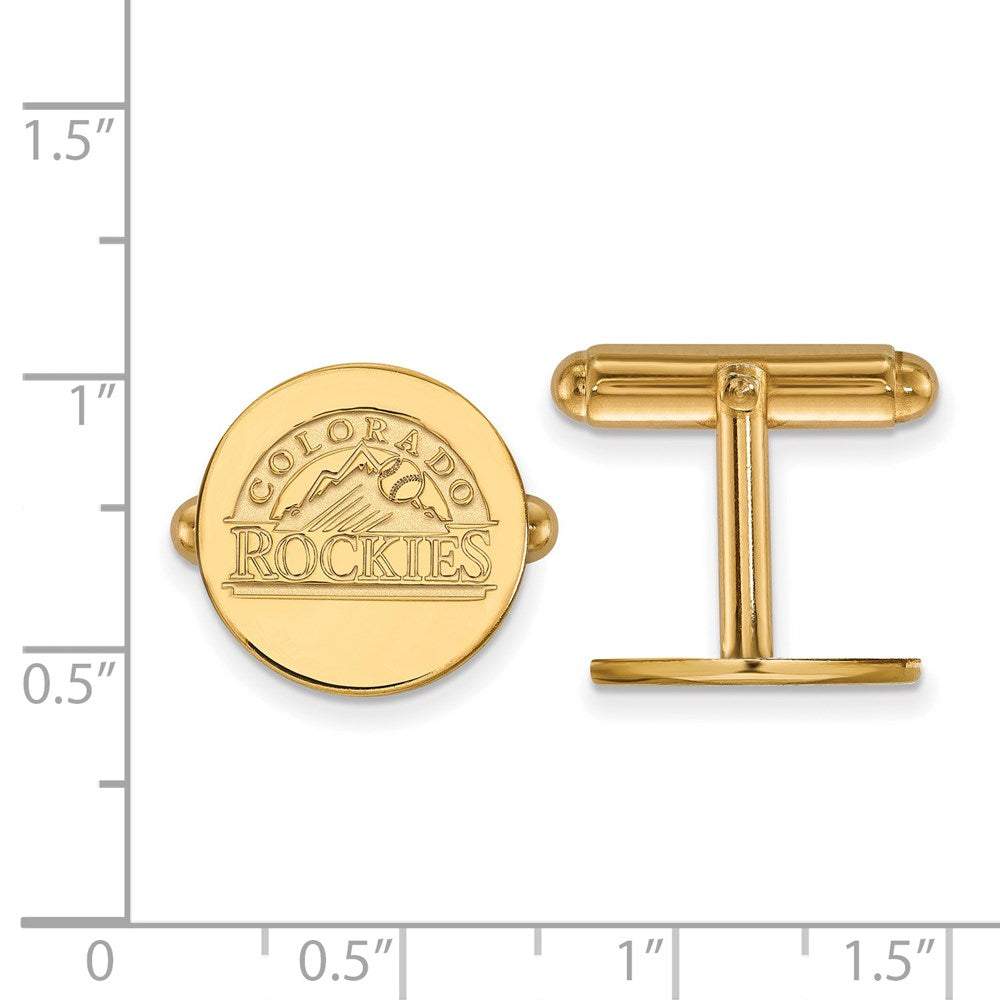 Alternate view of the 14K Yellow Gold Plated Colorado Rockies MLB Cuff Links by The Black Bow Jewelry Co.