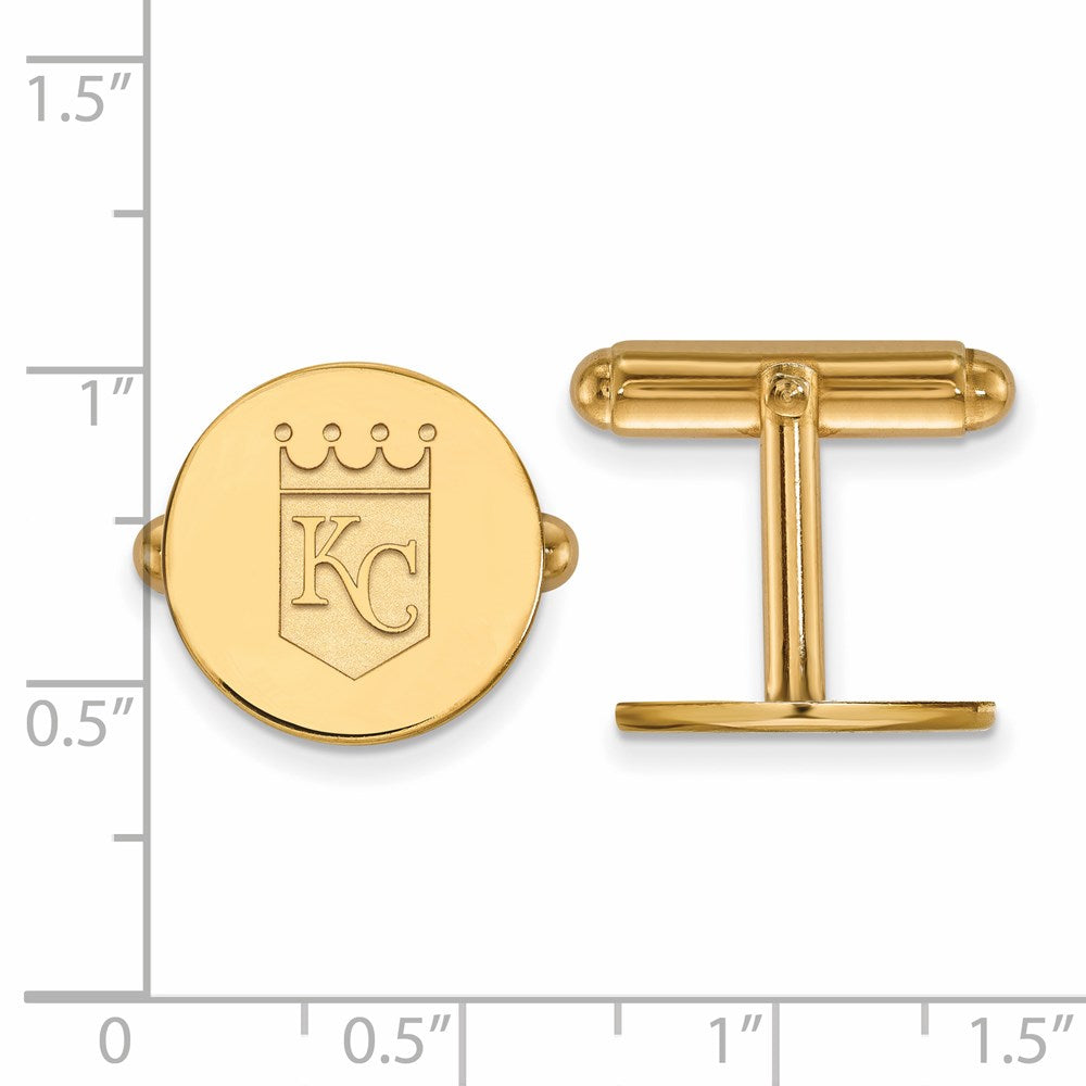 Alternate view of the 14K Yellow Gold Plated Kansas City Royals MLB Cuff Links by The Black Bow Jewelry Co.