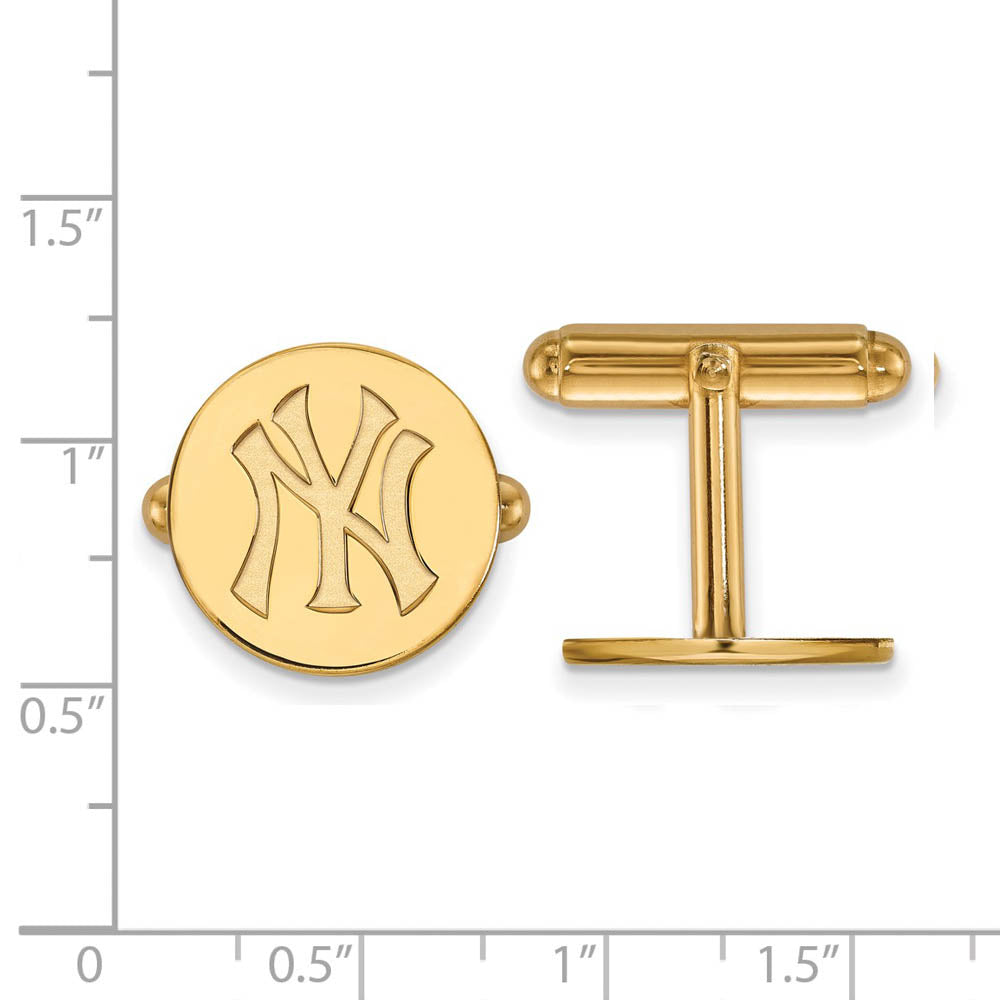 Alternate view of the 14K Yellow Gold Plated New York Yankees MLB Cuff Links by The Black Bow Jewelry Co.