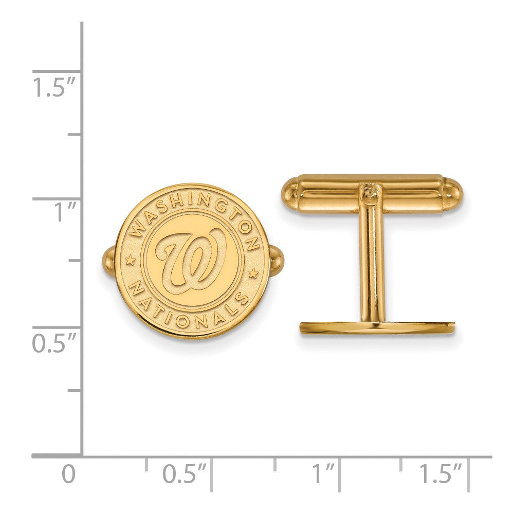 Alternate view of the 14K Yellow Gold Plated Washington Nationals MLB Cuff Links by The Black Bow Jewelry Co.