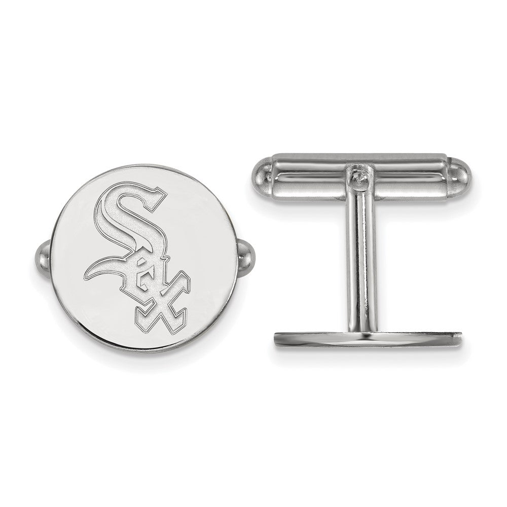 Sterling Silver Chicago White Sox MLB Cuff Links, Item M11489 by The Black Bow Jewelry Co.