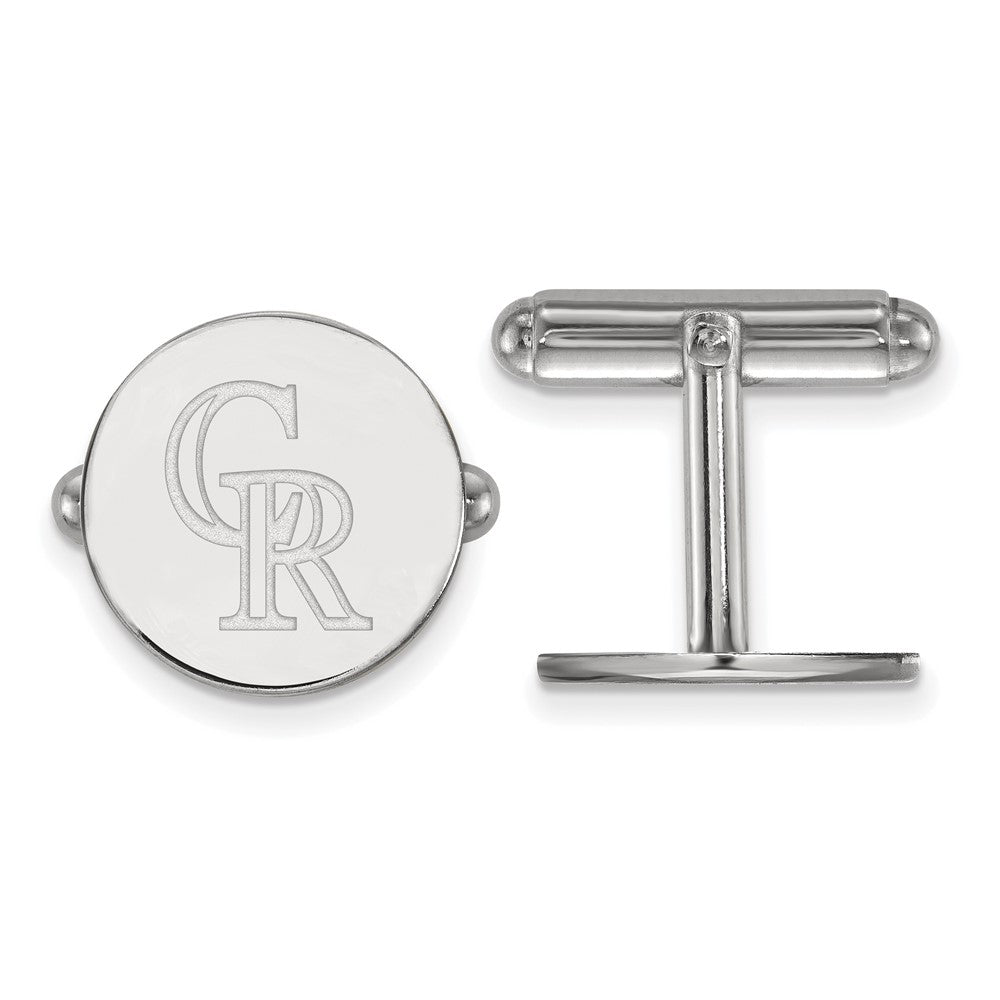Sterling Silver Colorado Rockies MLB Cuff Links, Item M11492 by The Black Bow Jewelry Co.