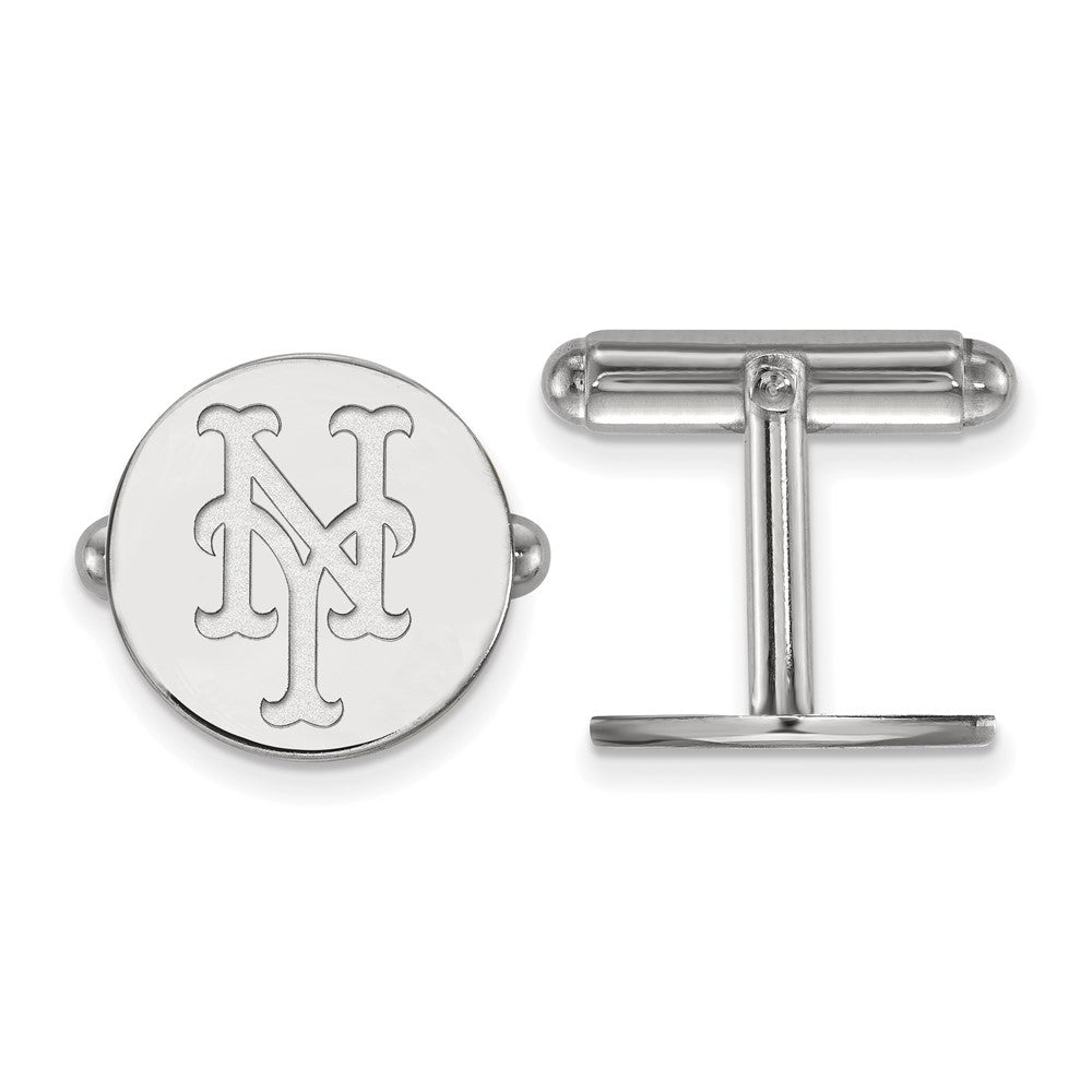 Sterling Silver New York Mets MLB Cuff Links, Item M11502 by The Black Bow Jewelry Co.