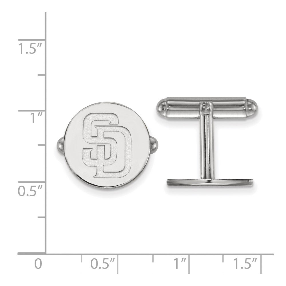 Alternate view of the Sterling Silver San Diego Padres MLB Cuff Links by The Black Bow Jewelry Co.
