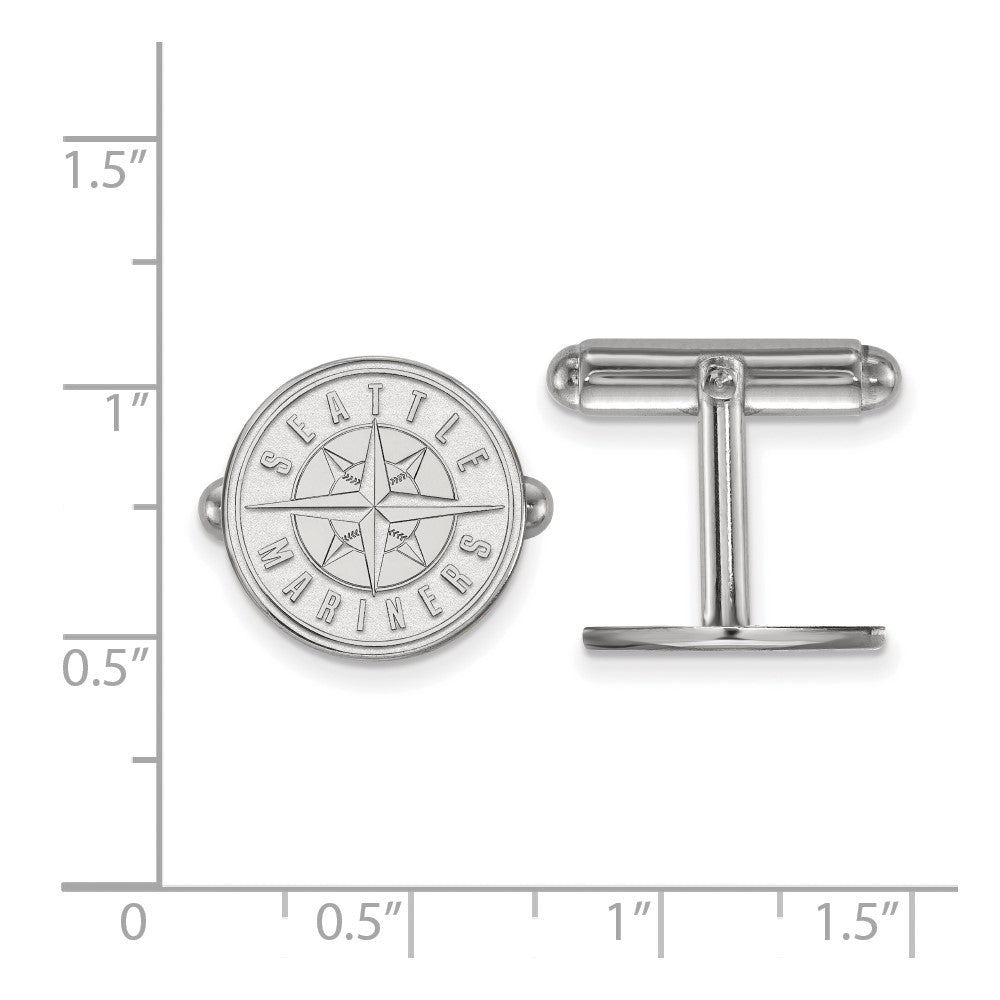 Alternate view of the Sterling Silver Seattle Mariners MLB Cuff Links by The Black Bow Jewelry Co.