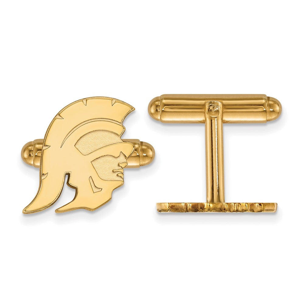 14K Yellow Gold Plated USC Trojans NCAA Cuff Links, Item M11523 by The Black Bow Jewelry Co.