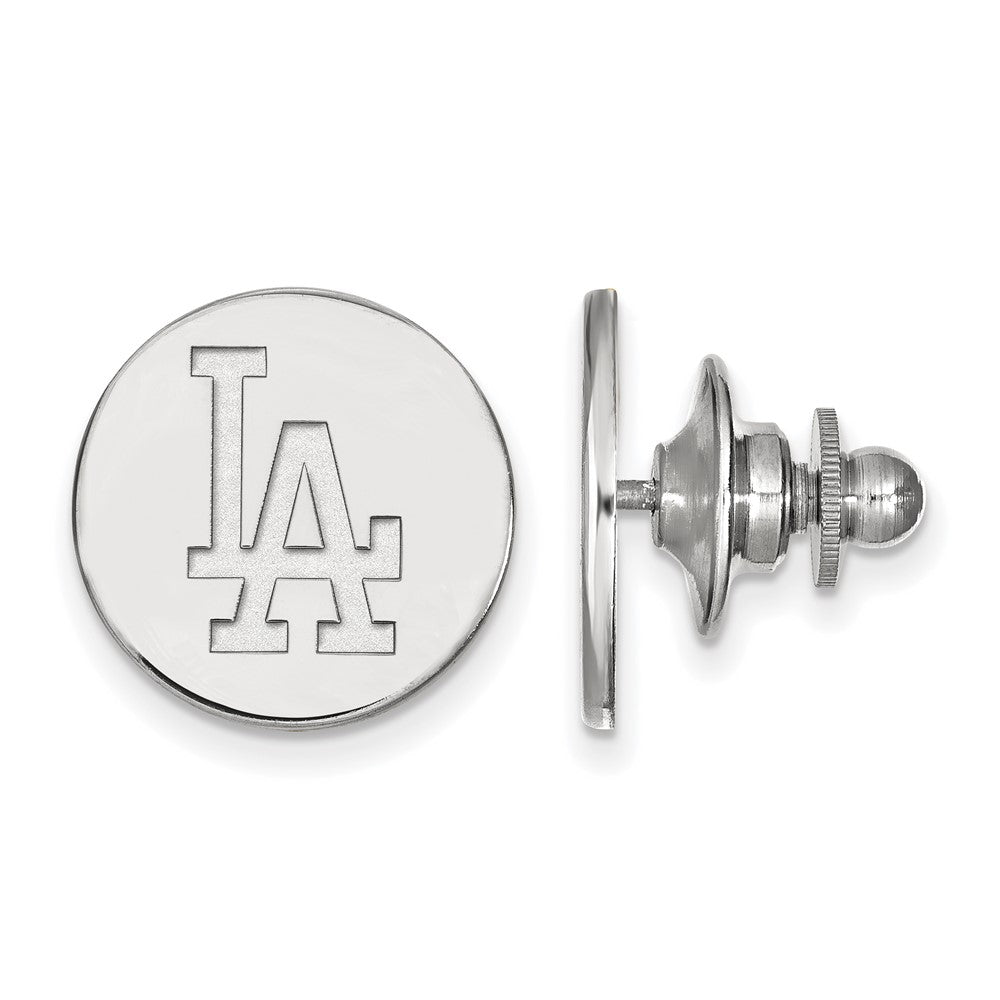 14K White Gold MLB Los Angeles Dodgers Lapel or Tie Pin, Item M11535 by The Black Bow Jewelry Co.