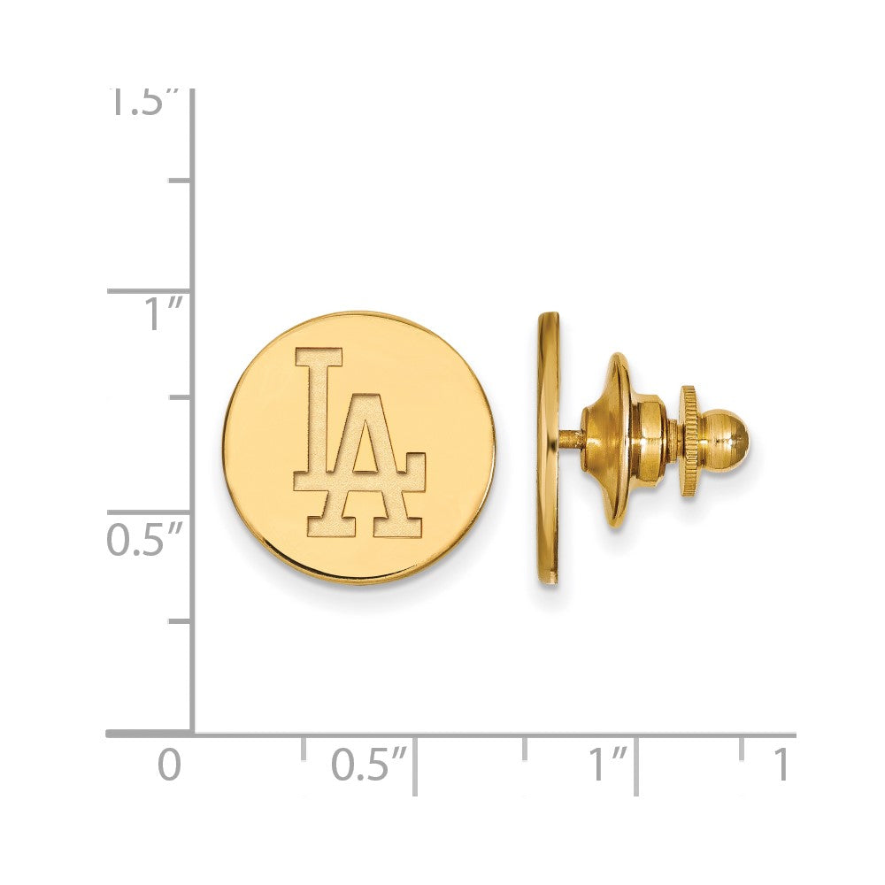 Alternate view of the 14K Yellow Gold Plated Sterling Silver MLB LA Dodgers Lapel or Tie Pin by The Black Bow Jewelry Co.